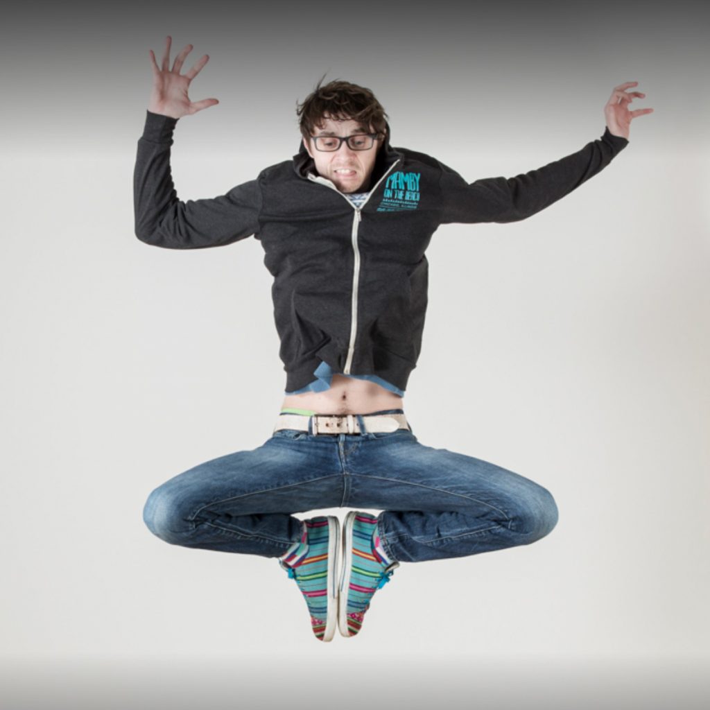 James McMinn our senior digital strategist doing the Steve Aoki jump.