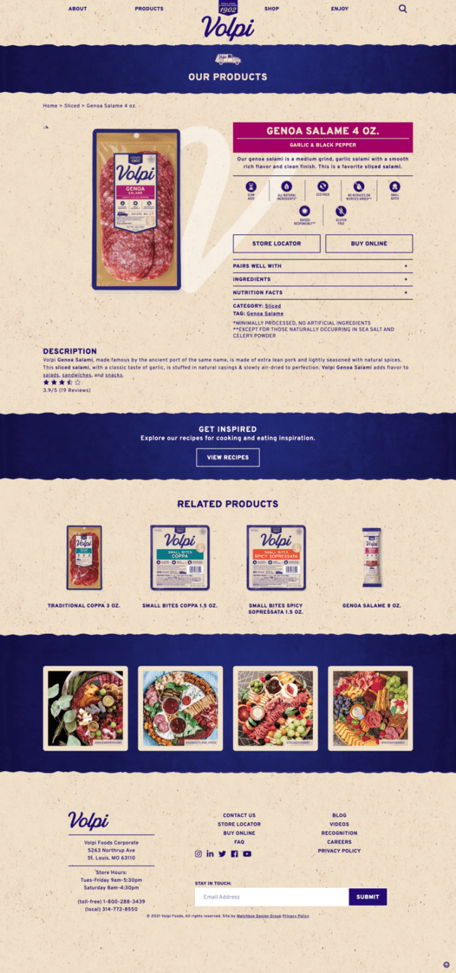 Improved Volpi Foods product page