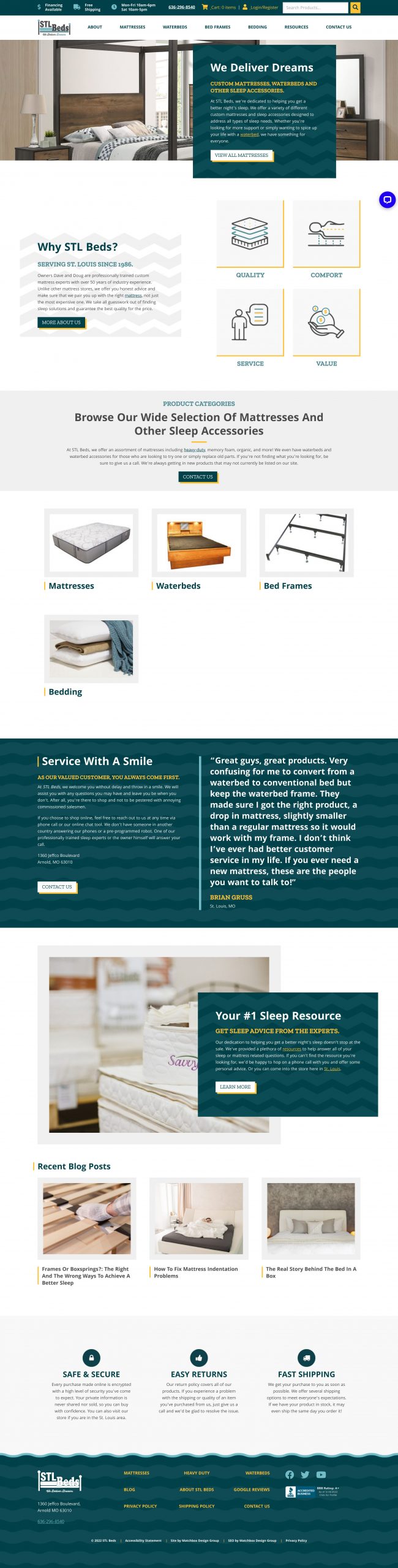 Stl Beds home page design