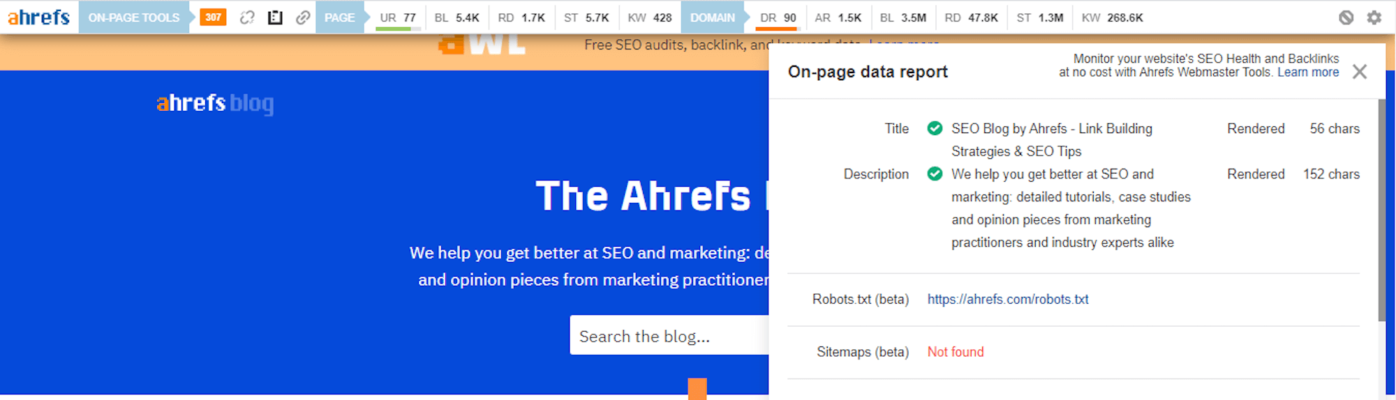 Ahref's SEO Toolbar.