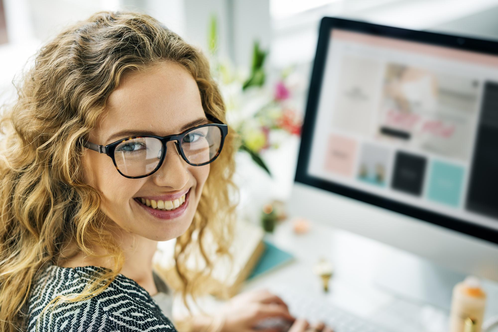 Branding Is Everything. Girl using a website that is branded to fit her persona.