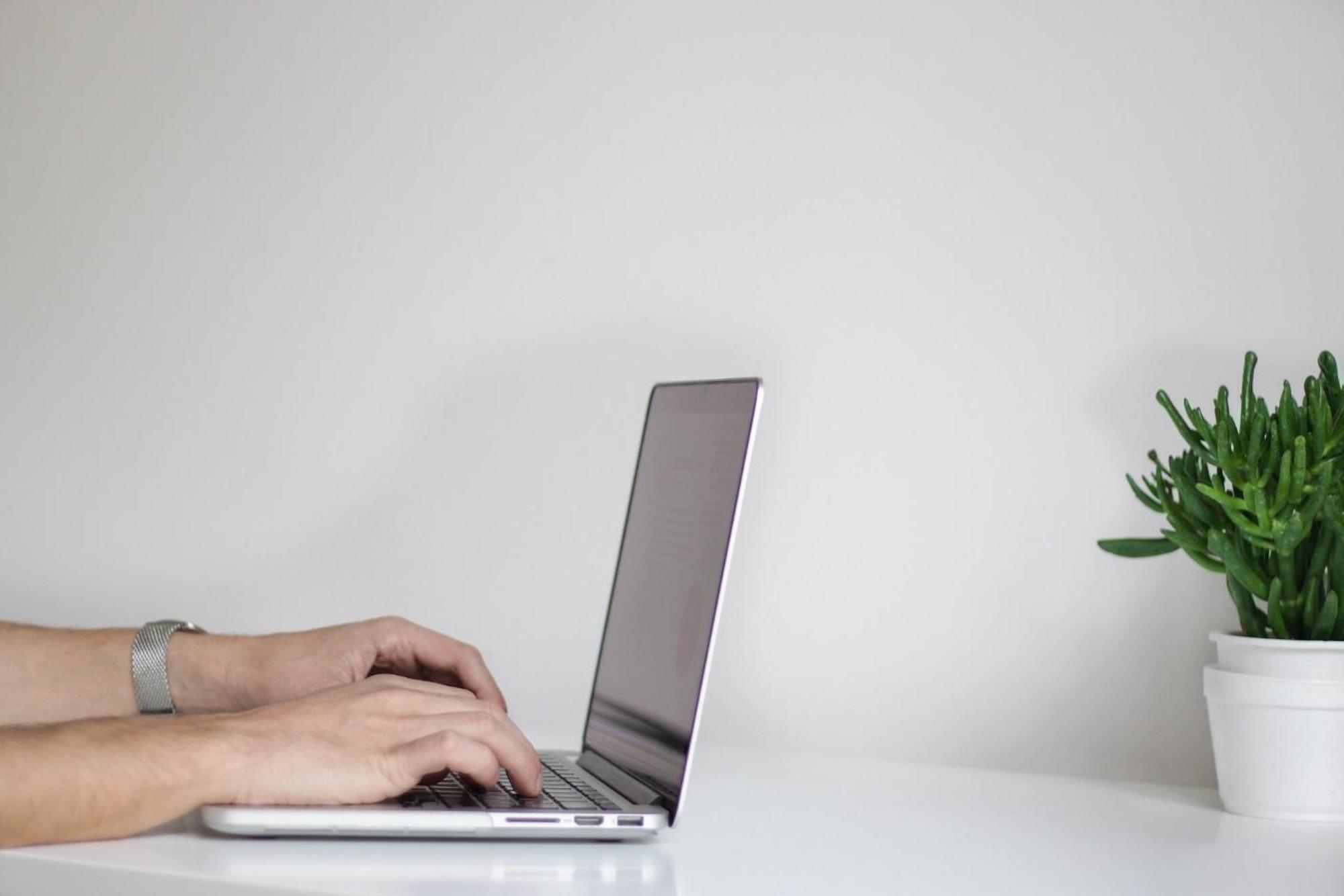 Laptop being used at your home office.