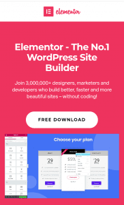 Landing page from Elementor.