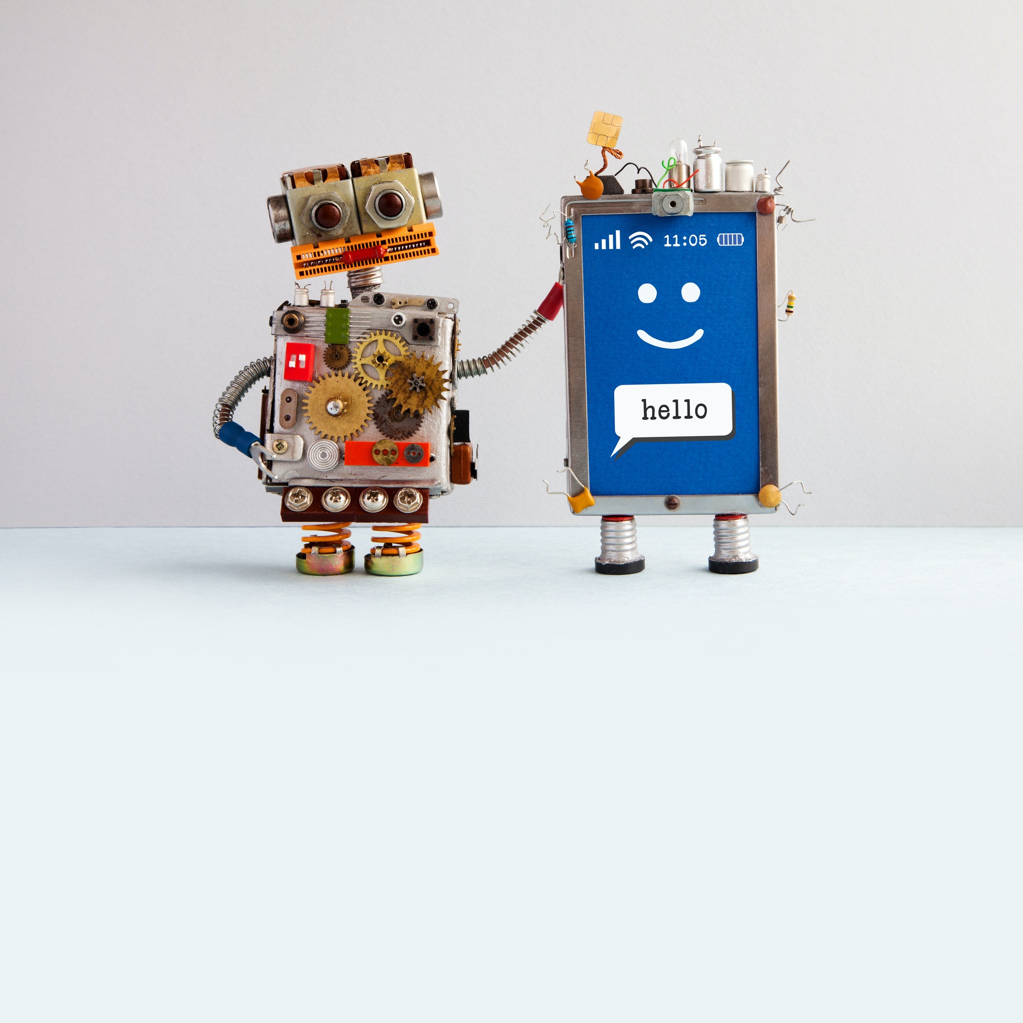 Use a responsive, mobile-friendly design. Mobile phone robots being friendly.