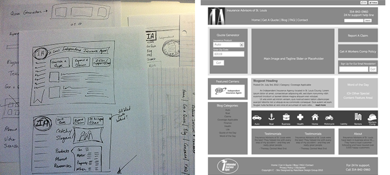 Insurance Advisors Website Sketches and Wireframe