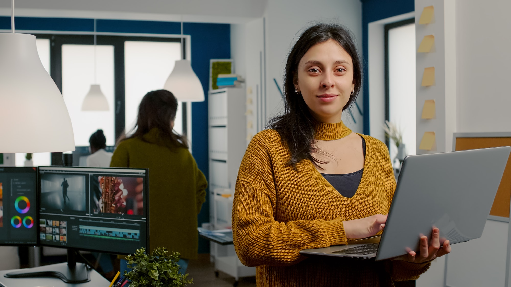 Woman preparing creative assets.