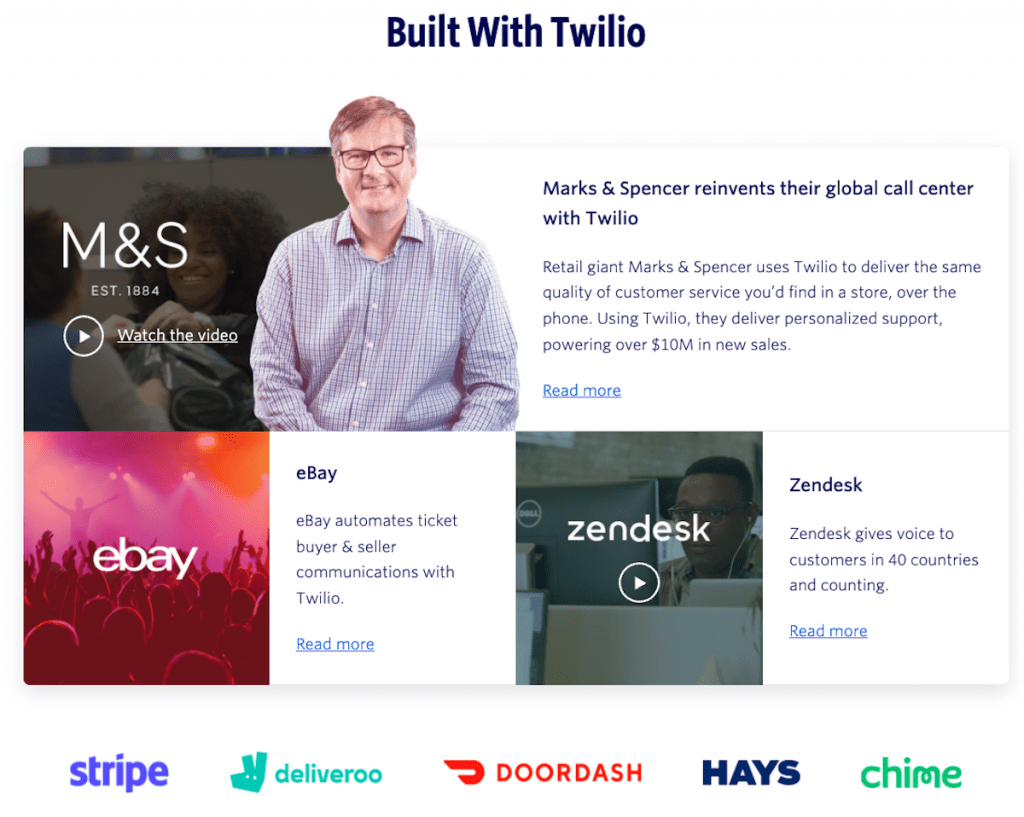 Twilio Website screen