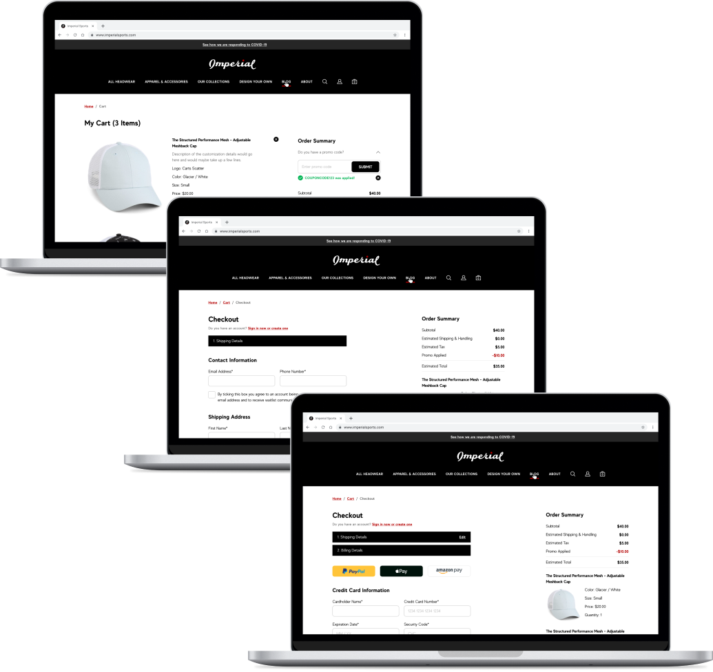 Imperial website revamp desktop mockups