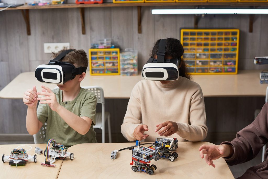 Kids using VR headsets. AR Vs. VR helps us with how web 3.0 will impact real estate marketing.