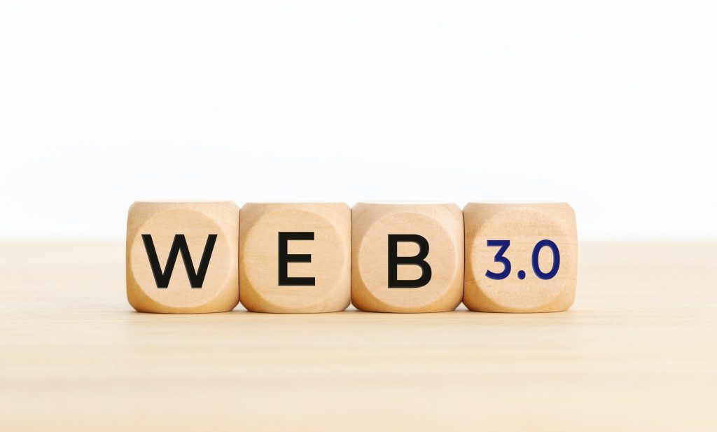 Web 3.0 spelled with letter blocks.