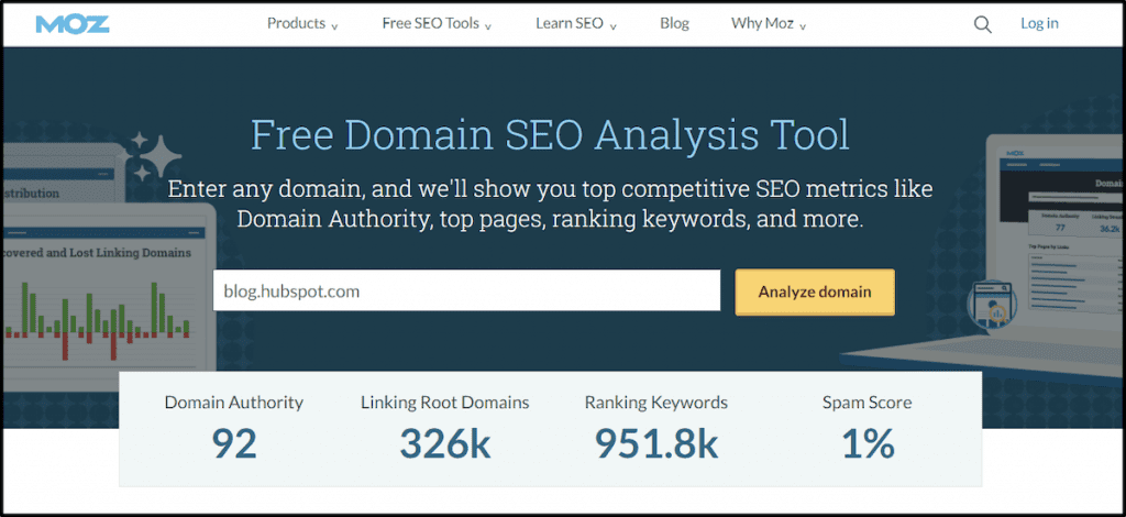 Using MOZ to check your domain authority.