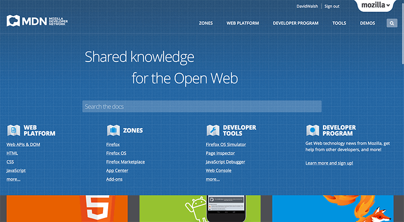 Mozilla Developer Network, one of the best web developer sites