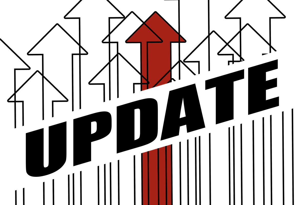 Arrows Pointing Up With The Word Update. Using Data Democratization To Improve Your Marketing Strategy.