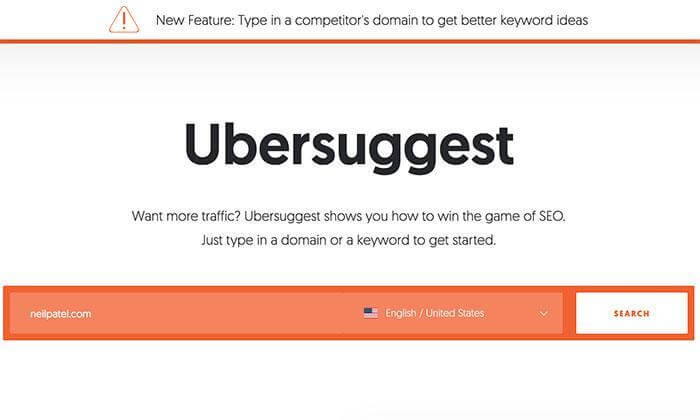 Ubersuggest homepage