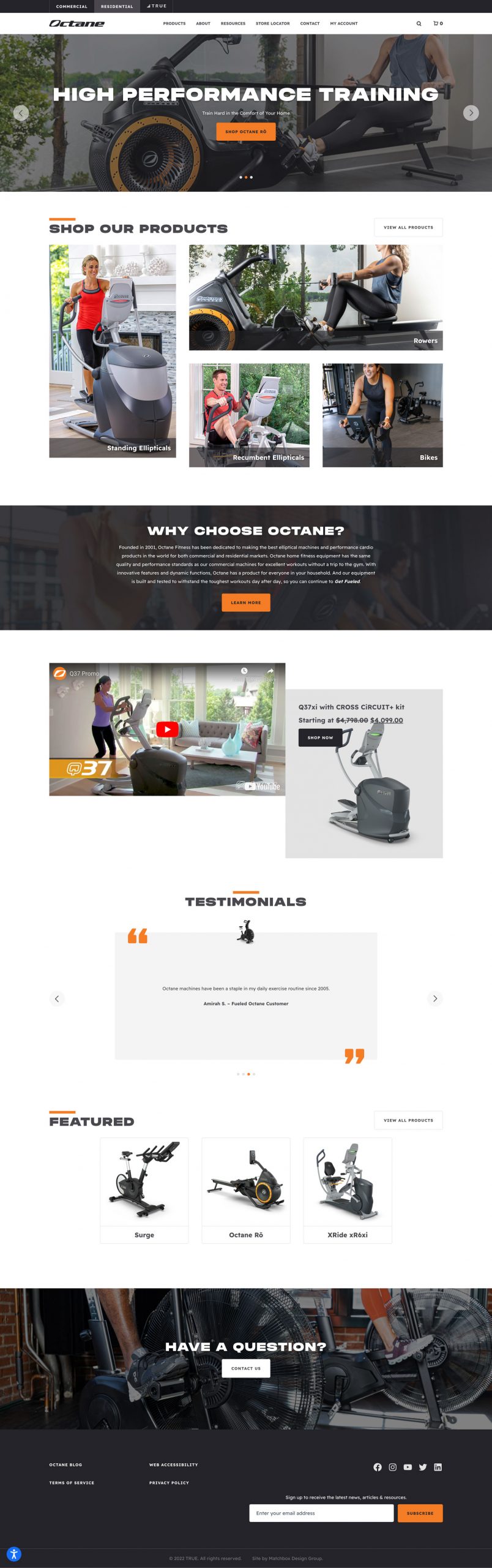 Octane Fitness Website Rebuild Page Mockup