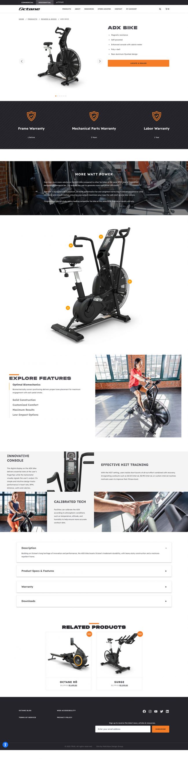 Octane Fitness Website Rebuild Product Page