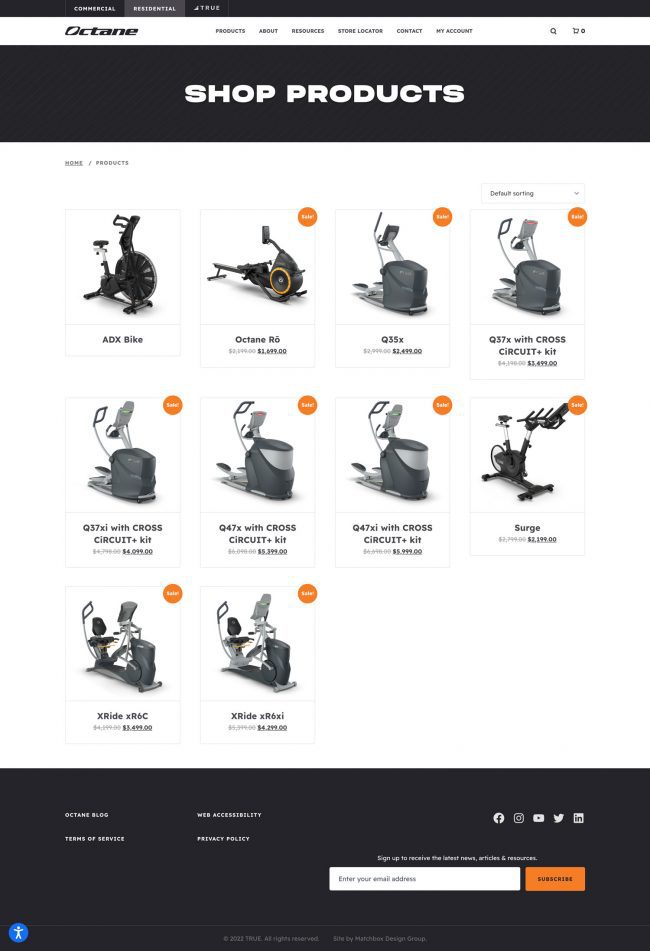 Octane Fitness Website Rebuild Product Category Page