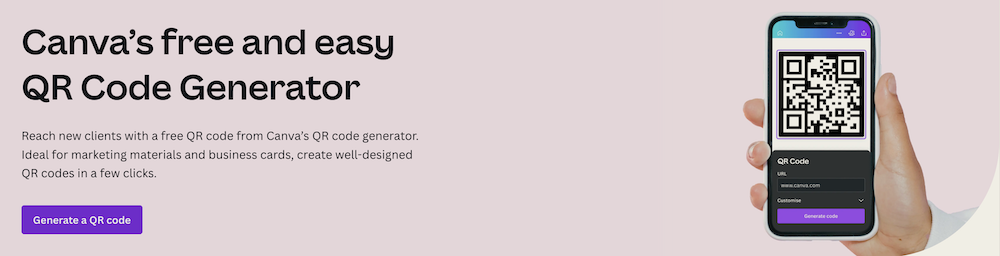 Canva's free and easy qr code generator content from their website.