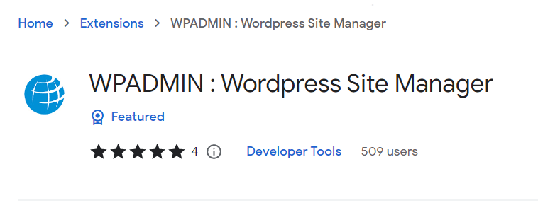 WordPress Site Manager extension for Chrome