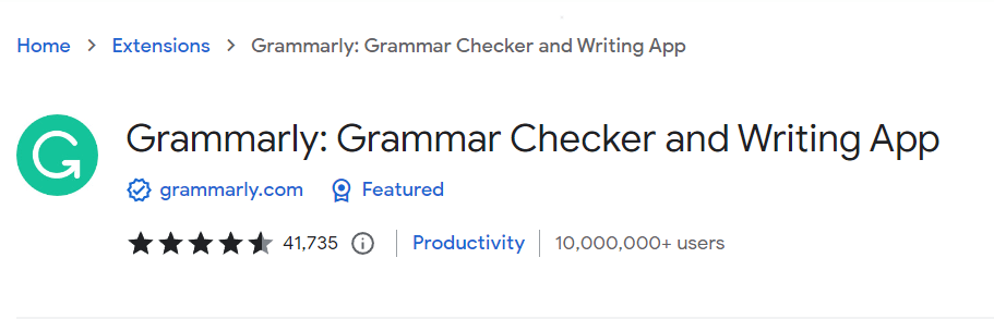 Grammarly grammar checking extension