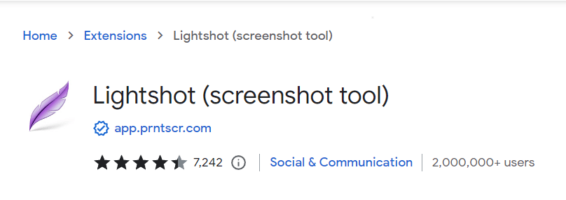 Lightshot screenshot tool for Chrome