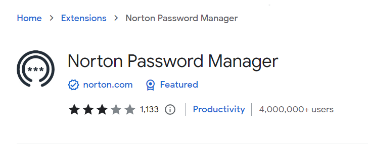 Norton Password Manager extension 