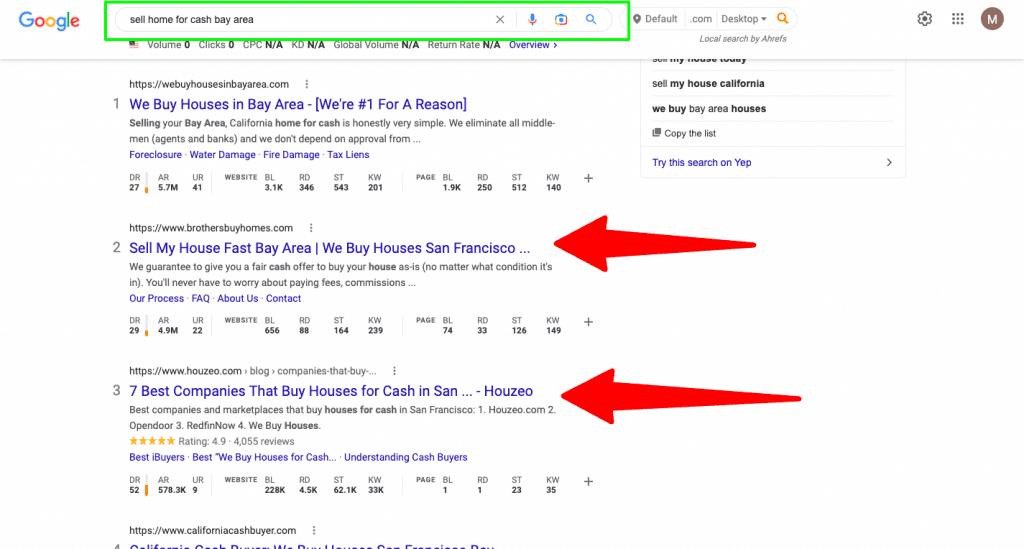 example of local SEO search results for a localized search