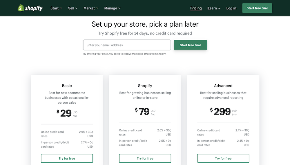 Choose Your Shopify Plan