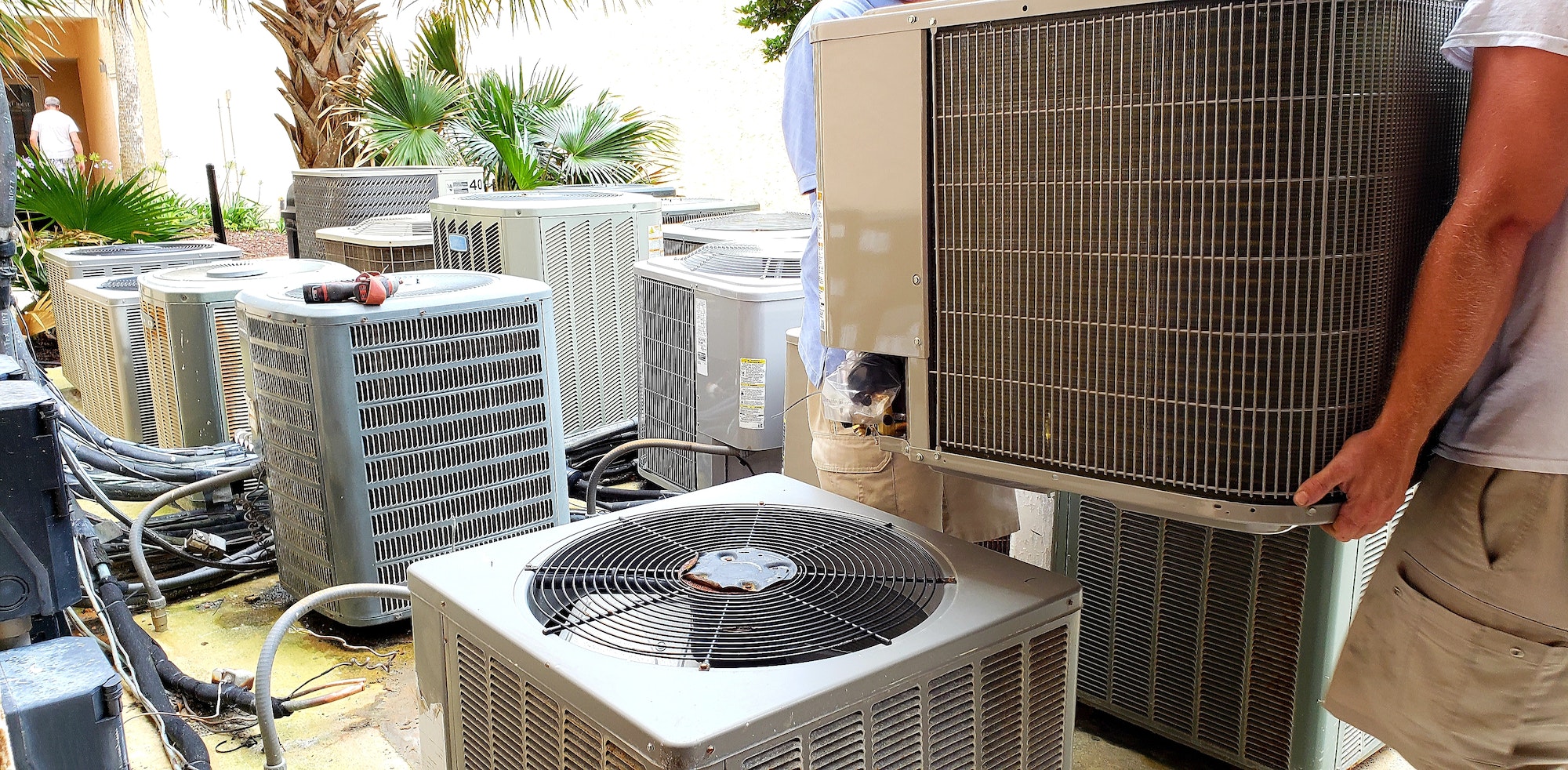 HVAC technician doing work after being found online.