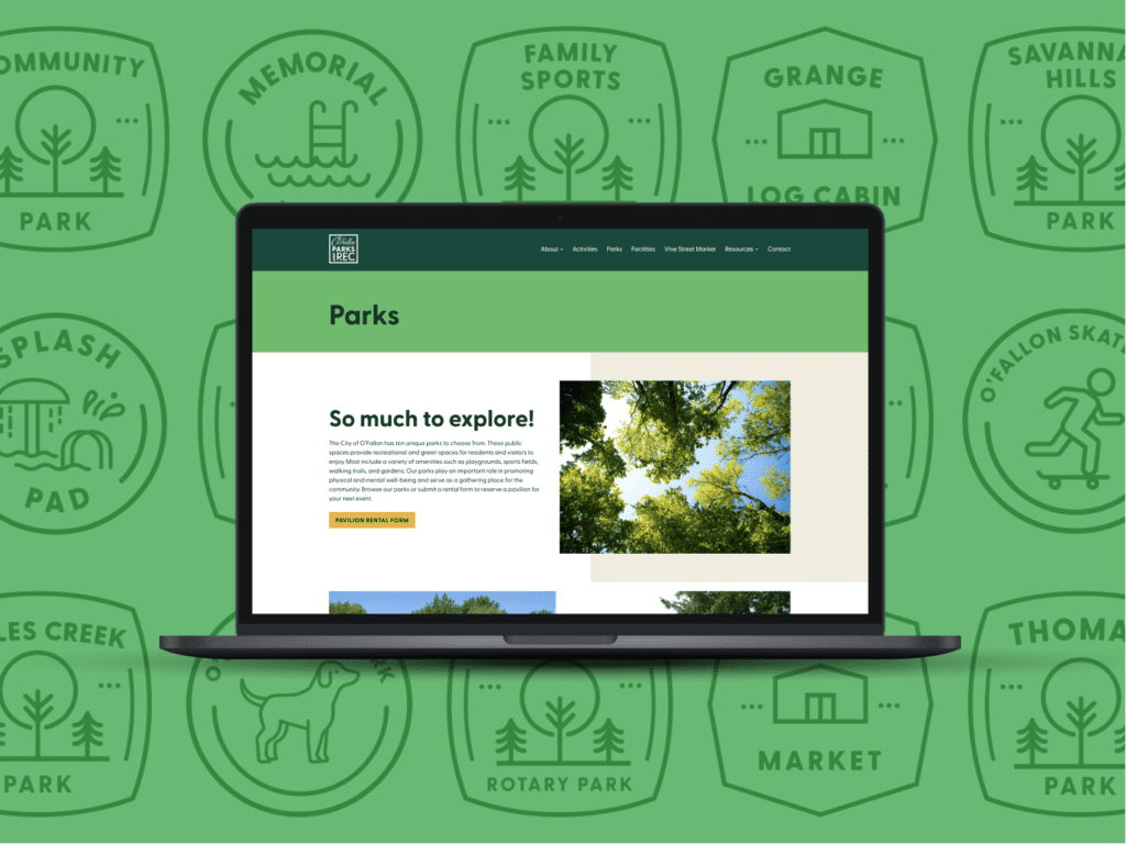 Branding materials for O'Fallon Parks & Rec website