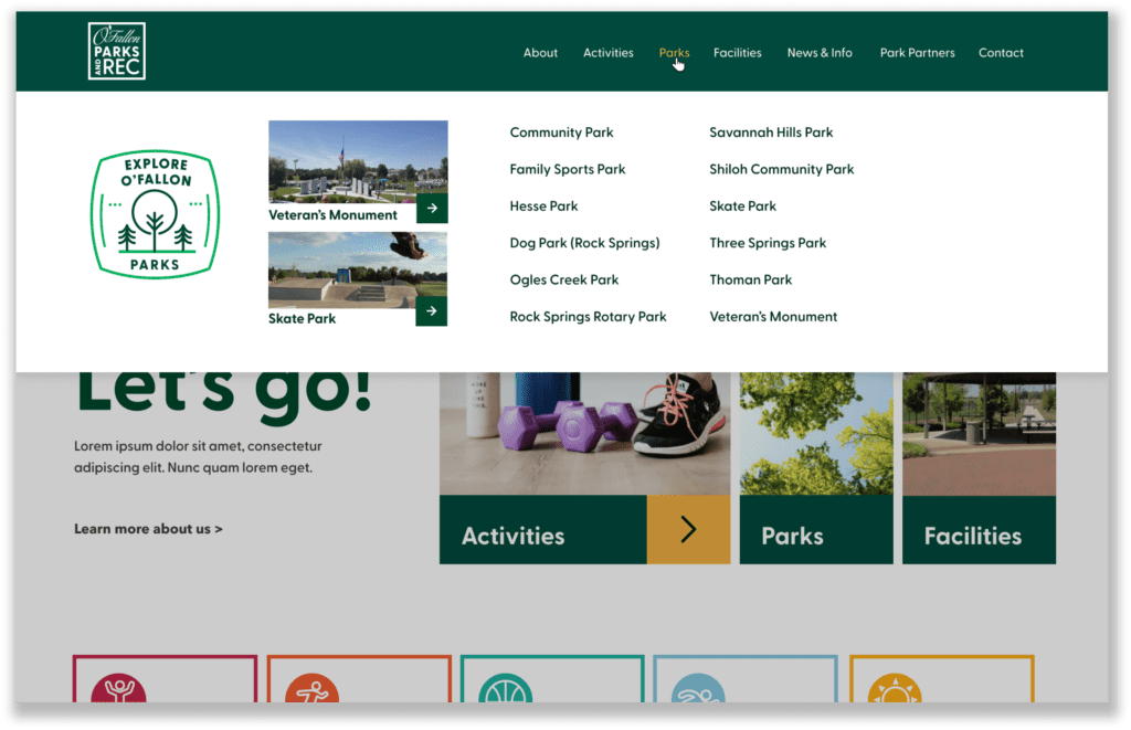 O'Fallon Parks And Rec Website Rebuild