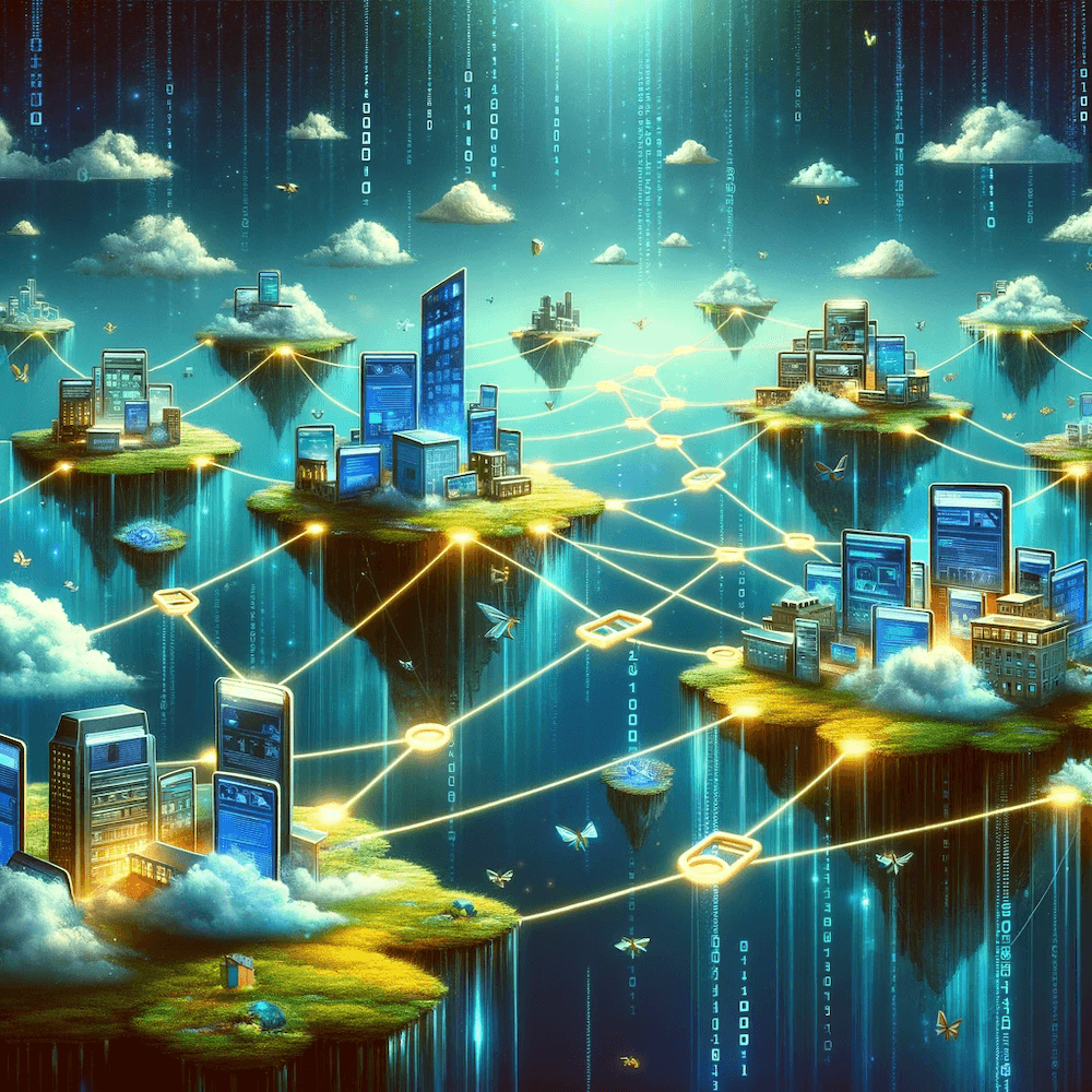 The linking of towns and islands represents the interplay between internal linking and backlinks.