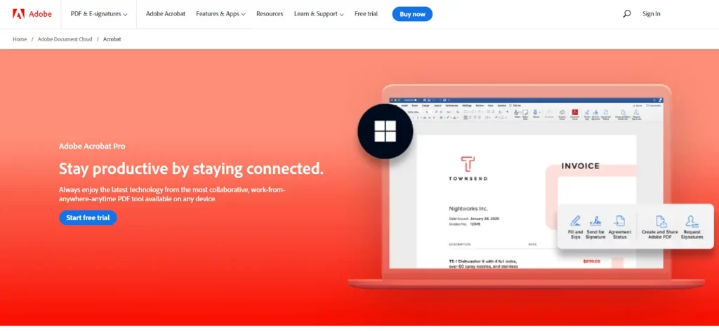 the adobe acrobat home page