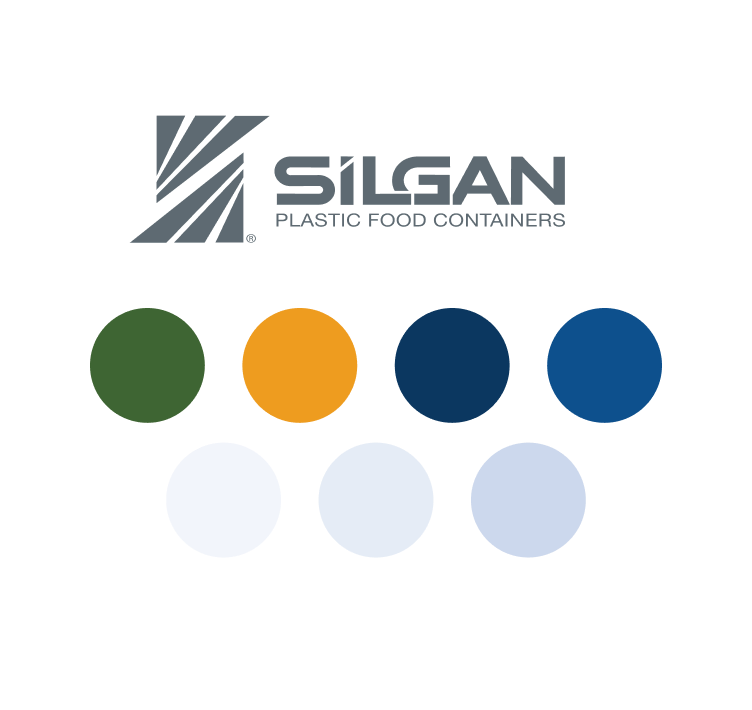 The color palette used in the Silgan Plastics website design