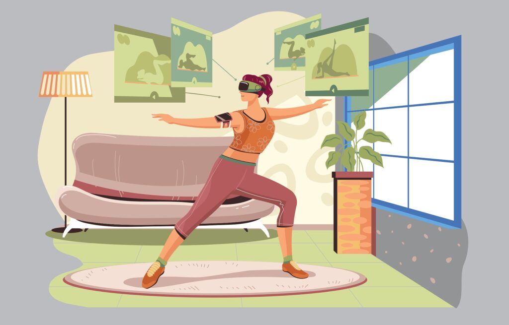 A woman using VR to exercise
