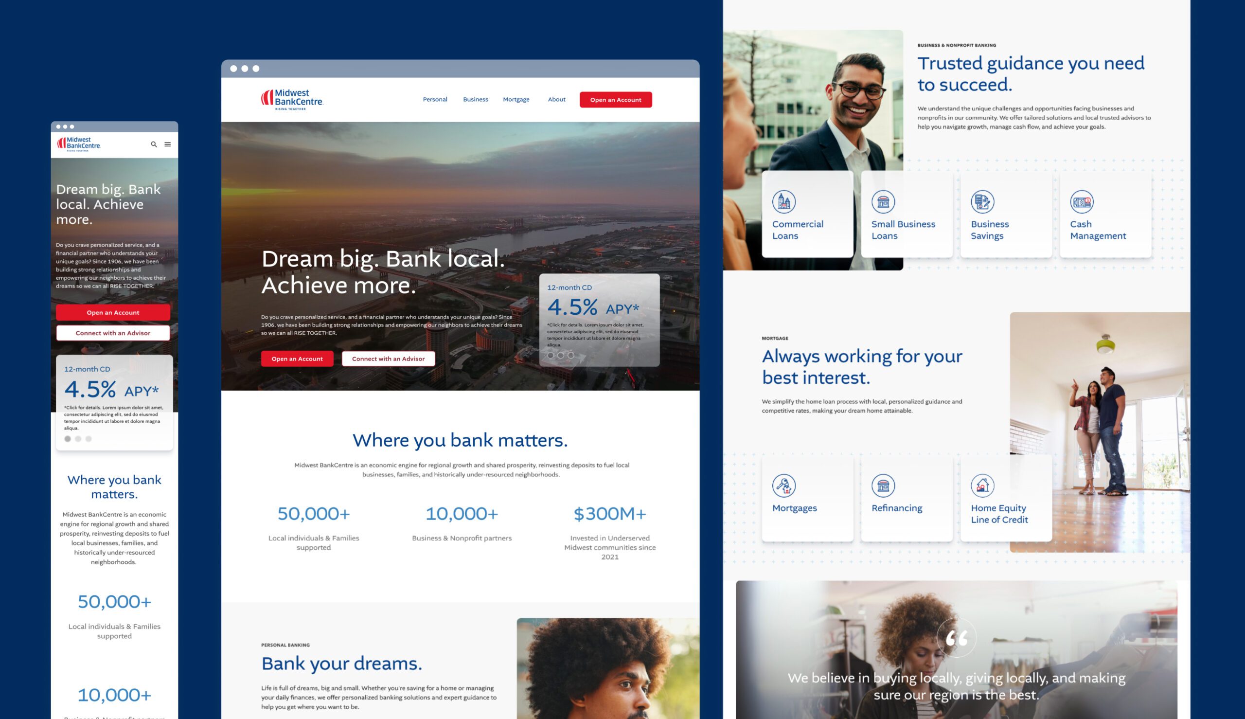 Midwest BankCentre Website Rebuild Examples